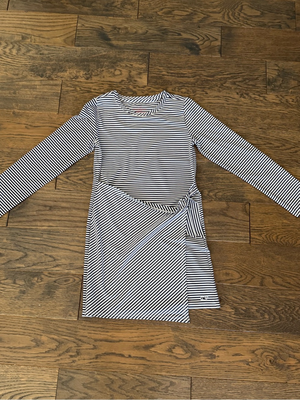 Vineyard Vines Girls Navy and White Striped Wrap-Style Dress Medium